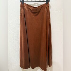 MOTF Brown Skirt Size 8/10 L PREMIUM VELVET FAUX PEARL BUCKLE BELTED Christmas